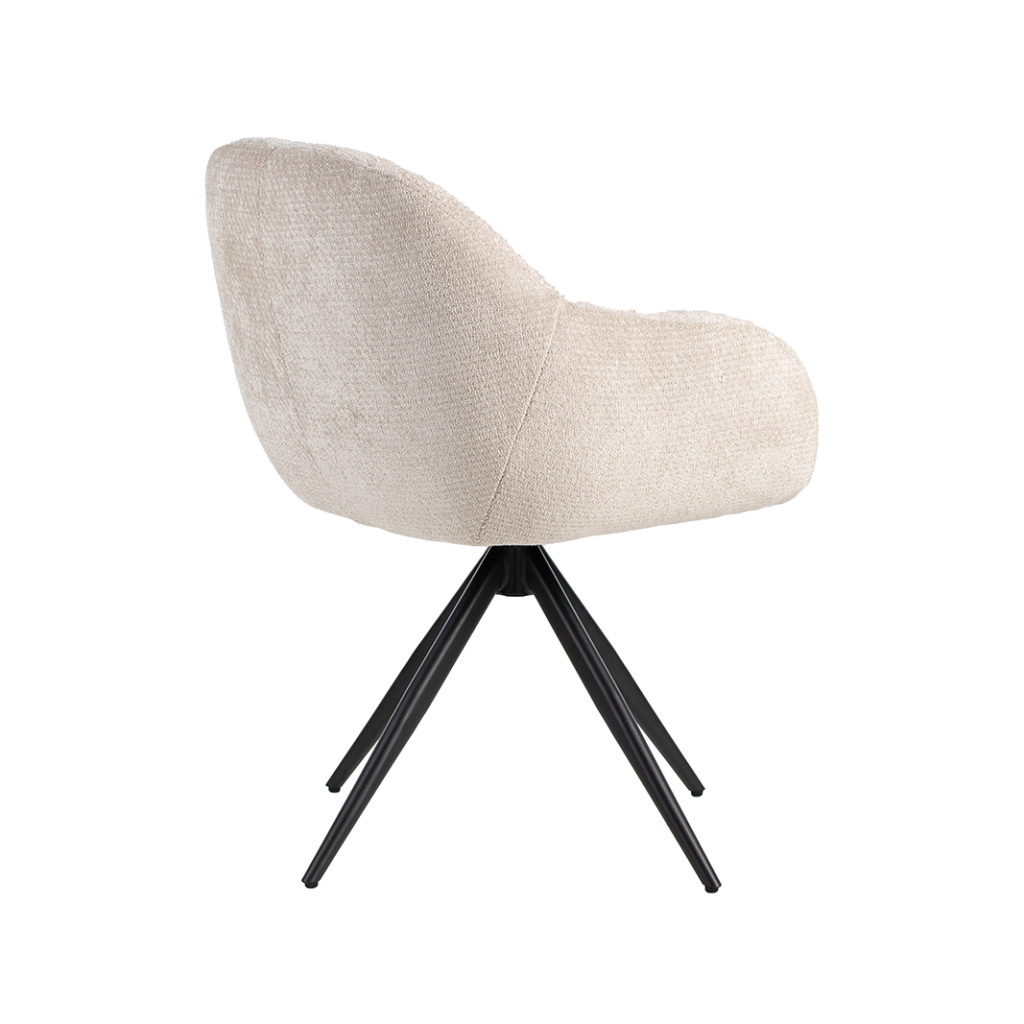 LABEL51 Eetkamerstoel Esma - Naturel - Elite - Zwart Metalen Frame - Afbeelding 4