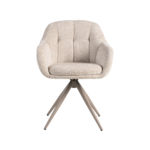 LABEL51 Eetkamerstoel Esma - Naturel - Elite - Taupe Metalen Frame