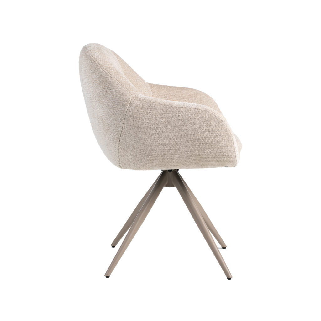 LABEL51 Eetkamerstoel Esma - Naturel - Elite - Taupe Metalen Frame - Afbeelding 2