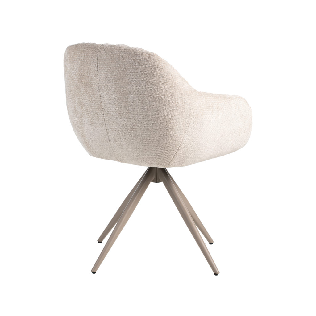 LABEL51 Eetkamerstoel Esma - Naturel - Elite - Taupe Metalen Frame - Afbeelding 3