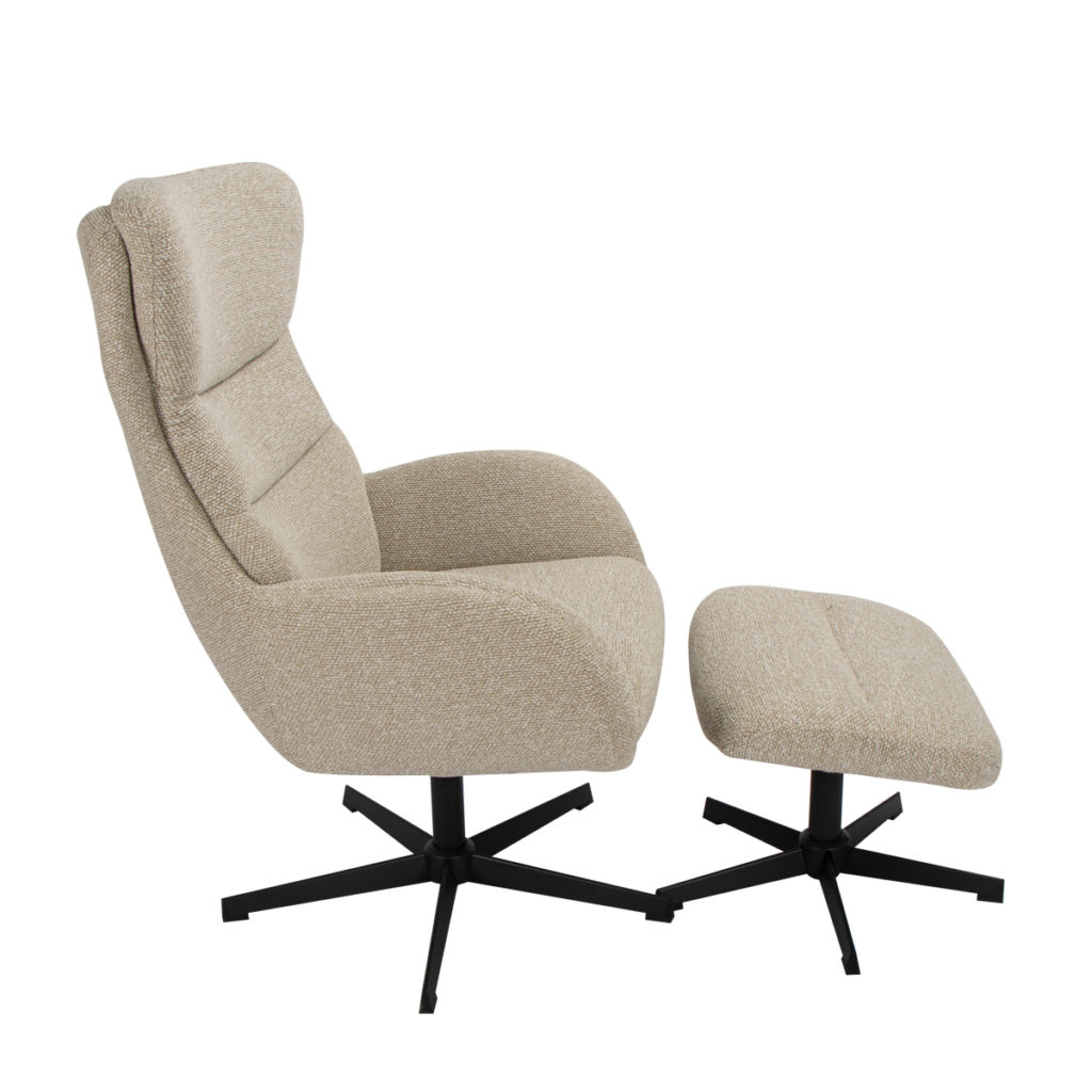 LABEL51 Fauteuil Malmo - Naturel - Royal Boucle - Incl. Hocker - Afbeelding 3