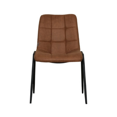 LABEL51 Eetkamerstoel Noor - Cognac - Micro Suede - Zwart Metalen Frame
