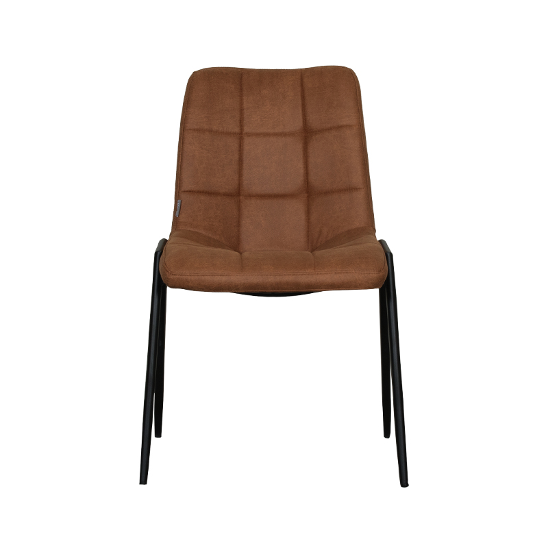 LABEL51 Eetkamerstoel Noor - Cognac - Micro Suede - Zwart Metalen Frame