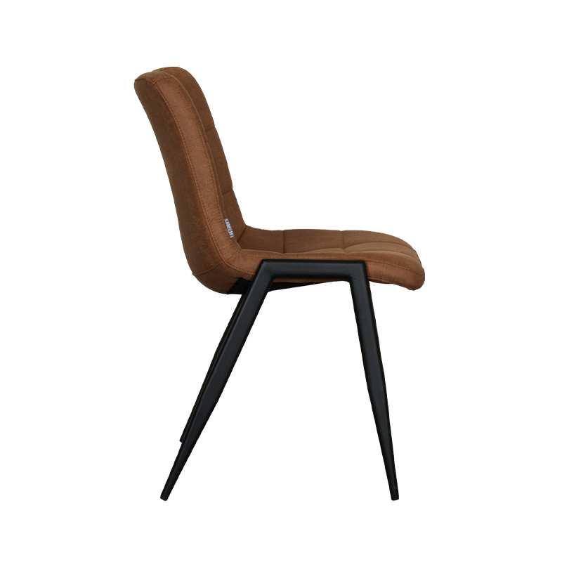 LABEL51 Eetkamerstoel Noor - Cognac - Micro Suede - Zwart Metalen Frame - Afbeelding 2