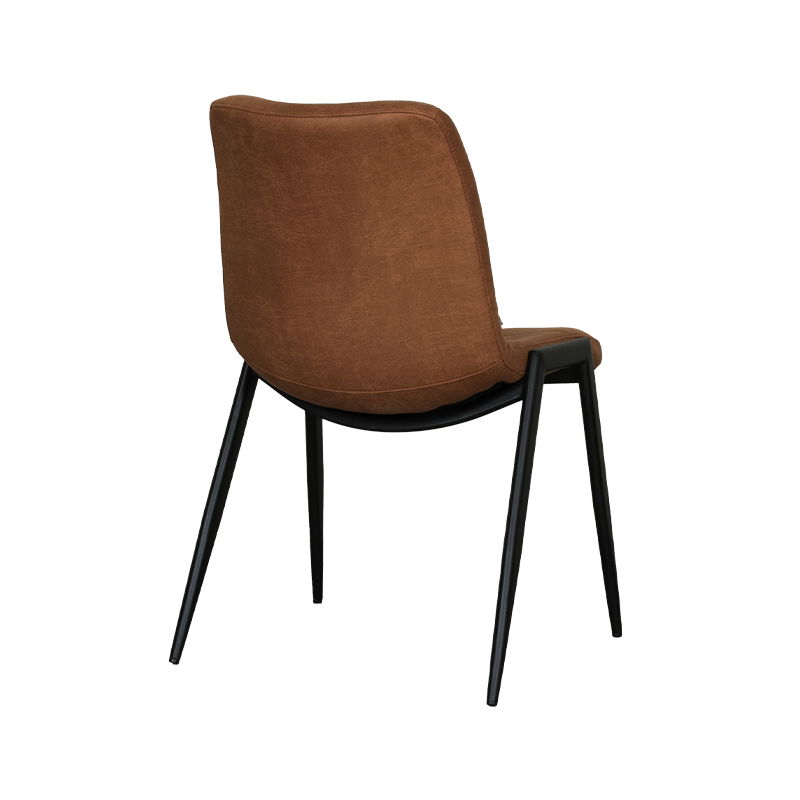 LABEL51 Eetkamerstoel Noor - Cognac - Micro Suede - Zwart Metalen Frame - Afbeelding 3