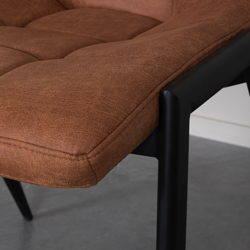 LABEL51 Eetkamerstoel Noor - Cognac - Micro Suede - Zwart Metalen Frame - Afbeelding 5