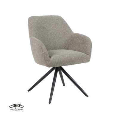 LABEL51 Eetkamerstoel Sayuri - Mushroom - Royal Boucle - Zwart Metalen Frame