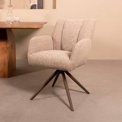 LABEL51 Eetkamerstoel Padua - Mushroom - Royal Boucle - Brons Metalen Frame