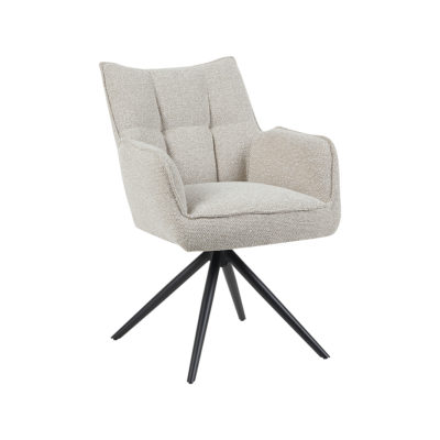 LABEL51 Eetkamerstoel Amalfi - Naturel - Royal Boucle - Zwart Metalen Frame