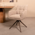 LABEL51 Eetkamerstoel Amalfi - Mushroom - Royal Boucle - Brons Metalen Frame