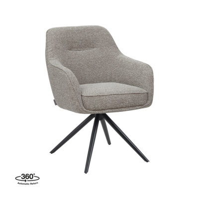 LABEL51 Eetkamerstoel Akira - Mushroom - Royal Boucle - Zwart Metalen Frame