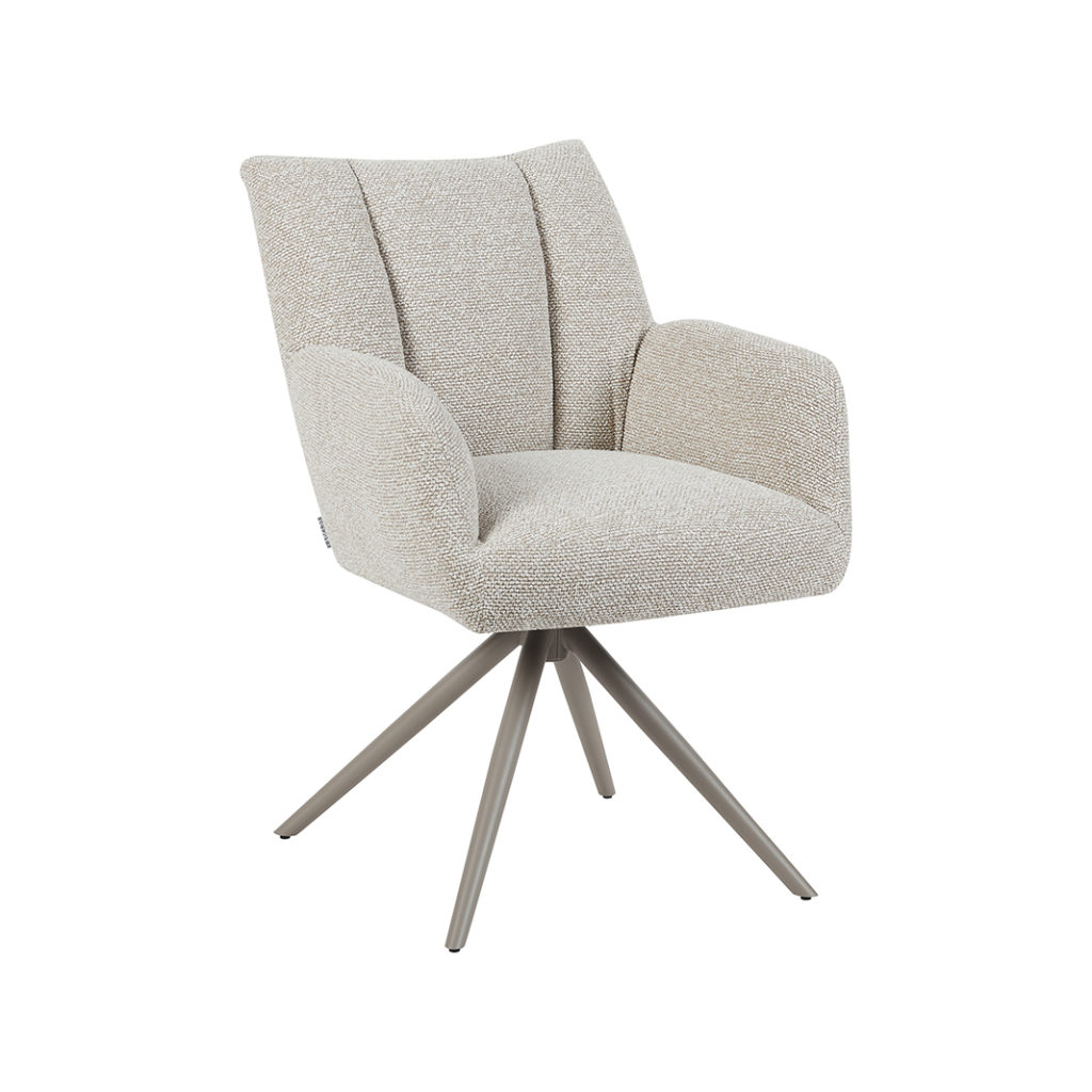 LABEL51 Eetkamerstoel Padua - Naturel - Royal Boucle - Taupe Metalen Frame - Afbeelding 3