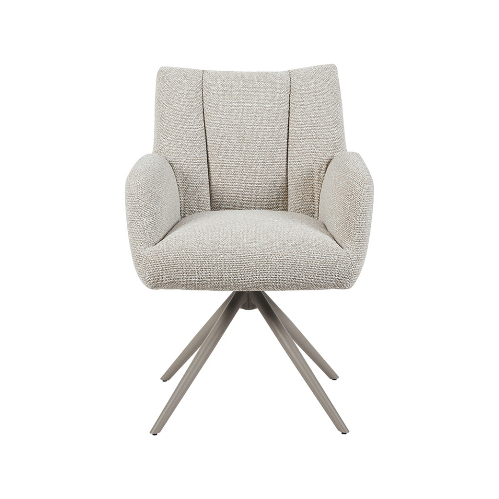 LABEL51 Eetkamerstoel Padua - Naturel - Royal Boucle - Taupe Metalen Frame - Afbeelding 4