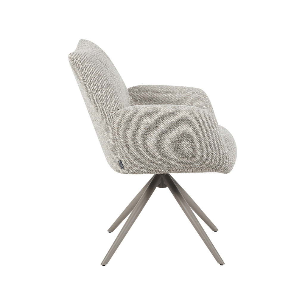 LABEL51 Eetkamerstoel Padua - Naturel - Royal Boucle - Taupe Metalen Frame - Afbeelding 5