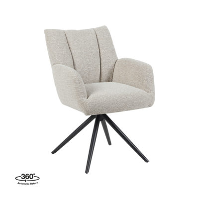 LABEL51 Eetkamerstoel Padua - Naturel - Royal Boucle - Zwart Metalen Frame