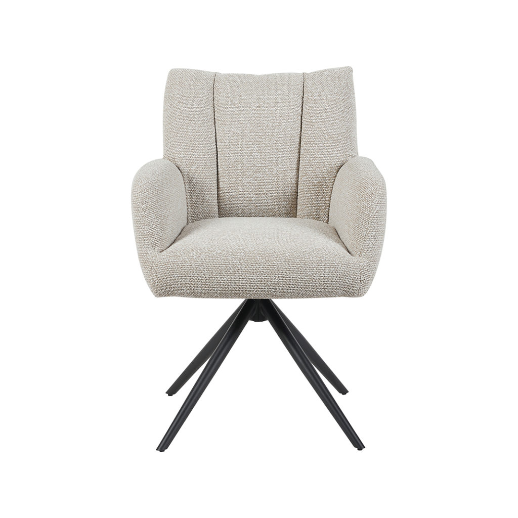 LABEL51 Eetkamerstoel Padua - Naturel - Royal Boucle - Zwart Metalen Frame - Afbeelding 2