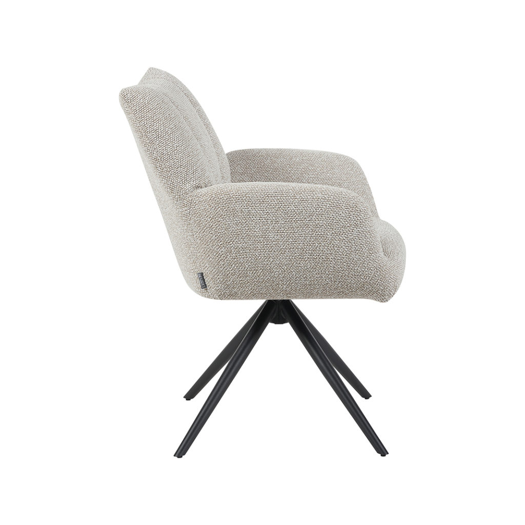 LABEL51 Eetkamerstoel Padua - Naturel - Royal Boucle - Zwart Metalen Frame - Afbeelding 3