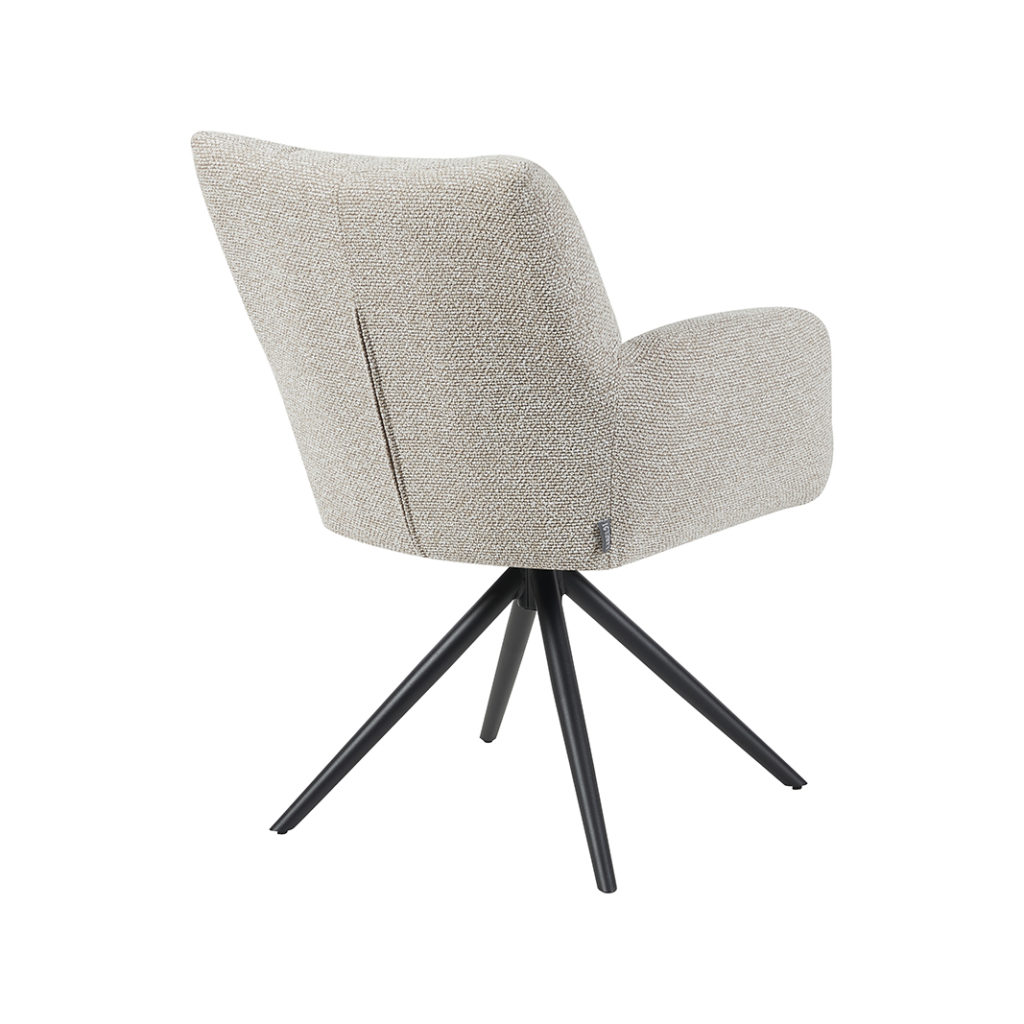 LABEL51 Eetkamerstoel Padua - Naturel - Royal Boucle - Zwart Metalen Frame - Afbeelding 4