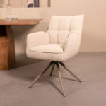 LABEL51 Eetkamerstoel Amalfi - Naturel - Royal Boucle - Taupe Metalen Frame