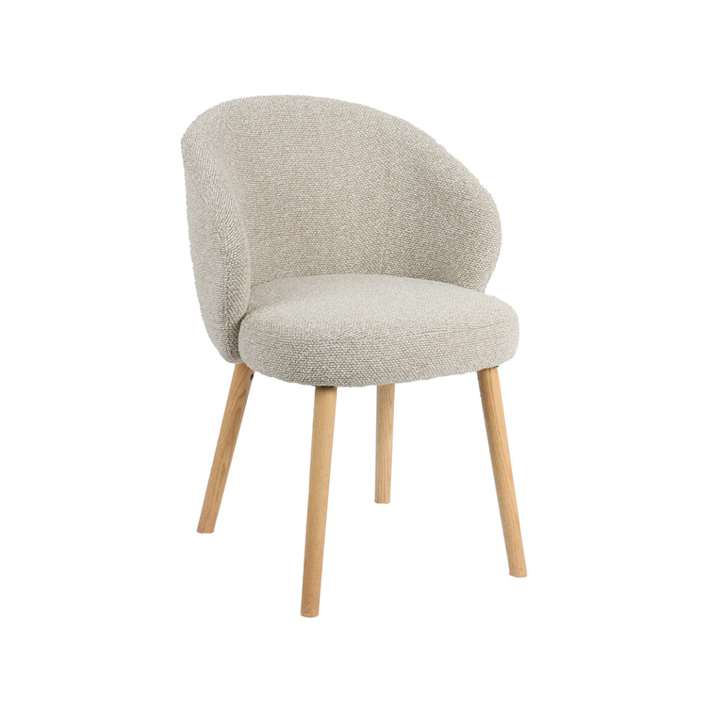 LABEL51 Eetkamerstoel Shiro - Naturel - Royal Boucle - Naturel Houten Frame