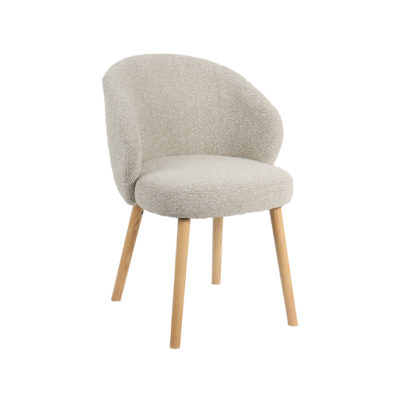 LABEL51 Eetkamerstoel Shiro - Naturel - Royal Boucle - Naturel Houten Frame