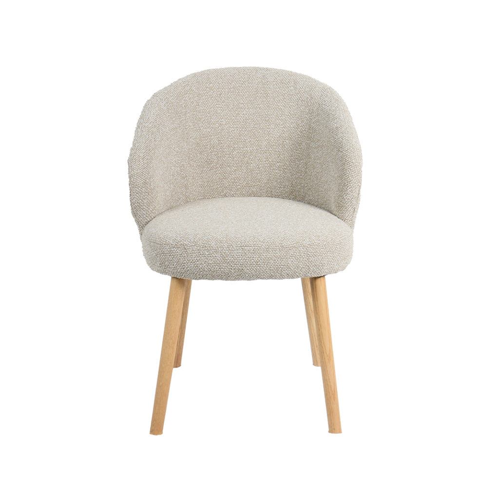 LABEL51 Eetkamerstoel Shiro - Naturel - Royal Boucle - Naturel Houten Frame - Afbeelding 2