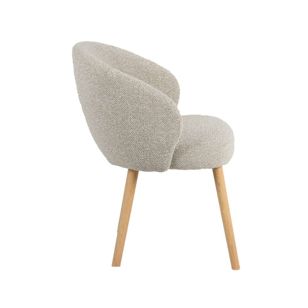 LABEL51 Eetkamerstoel Shiro - Naturel - Royal Boucle - Naturel Houten Frame - Afbeelding 3
