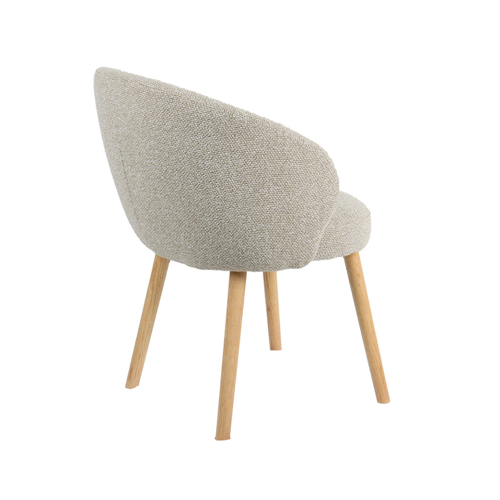 LABEL51 Eetkamerstoel Shiro - Naturel - Royal Boucle - Naturel Houten Frame - Afbeelding 4