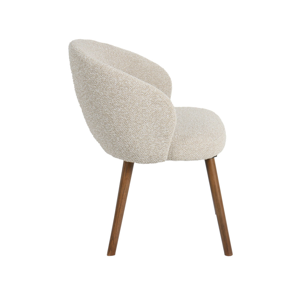 LABEL51 Eetkamerstoel Shiro - Naturel - Royal Boucle - Walnoot Houten Frame - Afbeelding 3