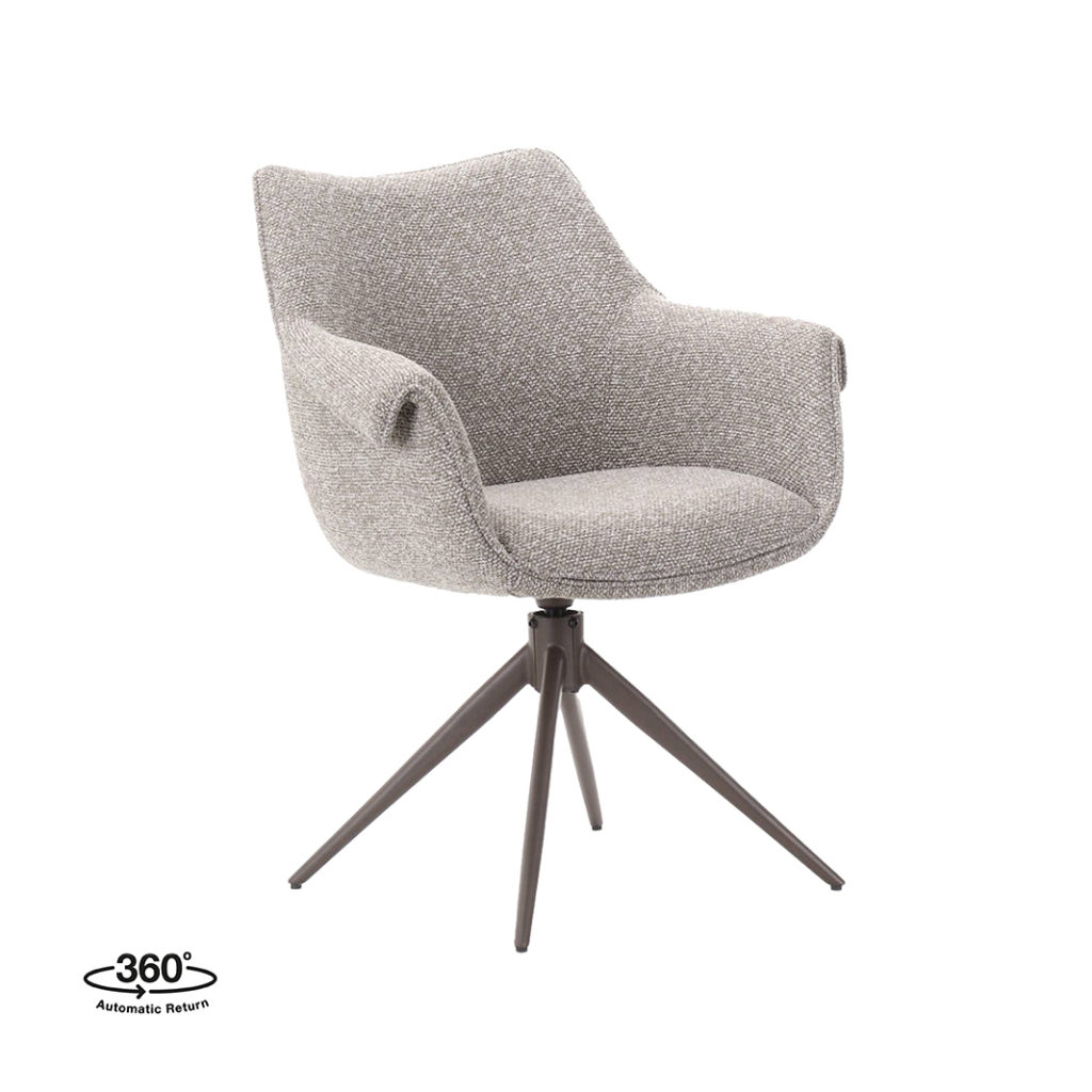 LABEL51 Eetkamerstoel Narumi - Mushroom - Royal Boucle - Brons Metalen Frame - Afbeelding 2