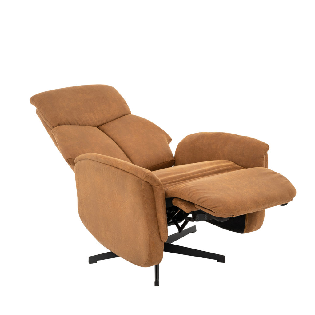 LABEL51 Fauteuil Helsinki - Cognac - Micro Suede - Manueel Verstelbaar - Afbeelding 2