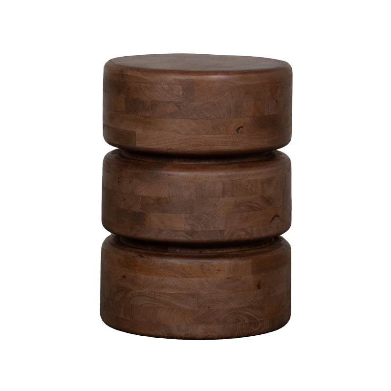 LABEL51 Bijzettafel Milly - Nature Smooth - Mangohout - 35 cm - Rond - Afbeelding 2