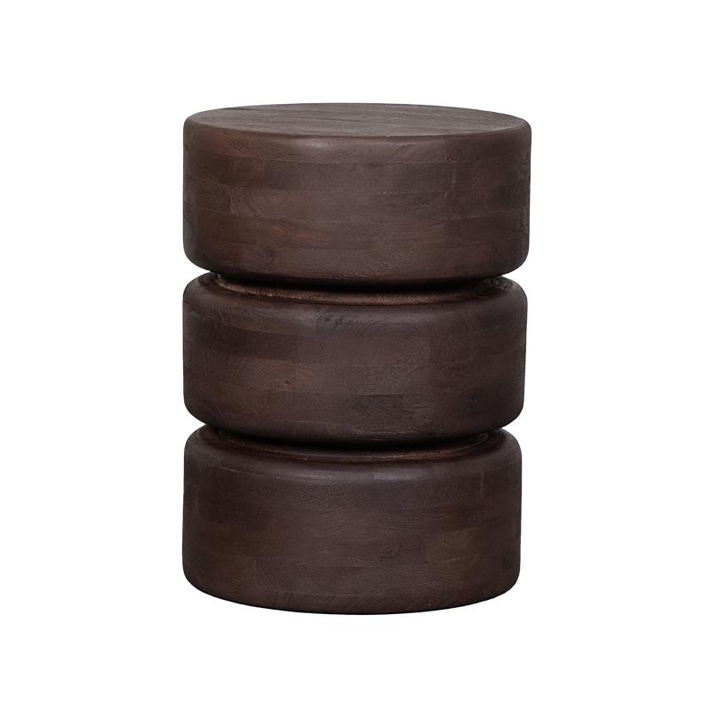 LABEL51 Bijzettafel Milly - Espresso - Mangohout - 35 cm - Rond - Afbeelding 2