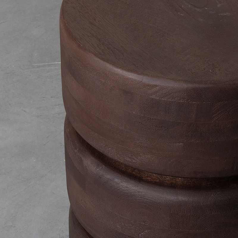 LABEL51 Bijzettafel Milly - Espresso - Mangohout - 35 cm - Rond - Afbeelding 3