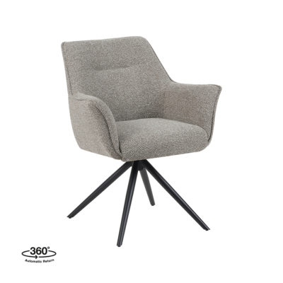 LABEL51 Eetkamerstoel Kimora - Mushroom - Royal Boucle - Zwart Metalen Frame