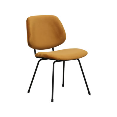LABEL51 Eetkamerstoel Bello - Oker - Fluweel - Zwart Metalen Frame