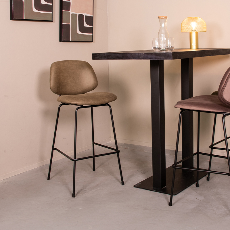 Het Steigerhouthuis LABEL51 Barkruk Bello - Moss - Micro Suede - Hoog