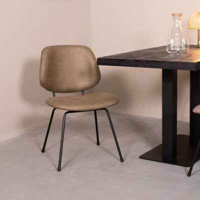 LABEL51 Eetkamerstoel Bello - Moss - Micro Suede - Zwart Metalen Frame