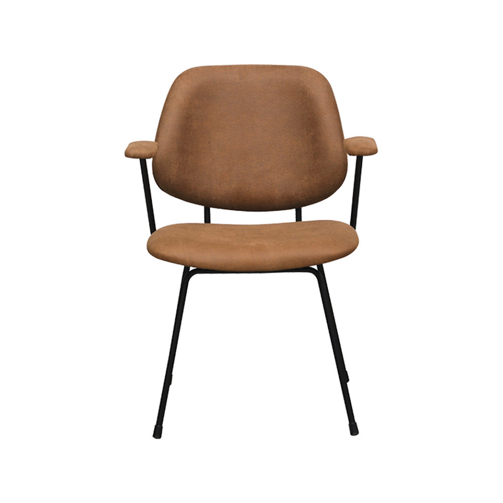 LABEL51 Eetkamerstoel Rivano - Cognac - Micro Suede - Zwart Metalen Frame - Afbeelding 3