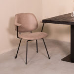 LABEL51 Eetkamerstoel Rivano - Taupe - Micro Suede - Zwart Metalen Frame