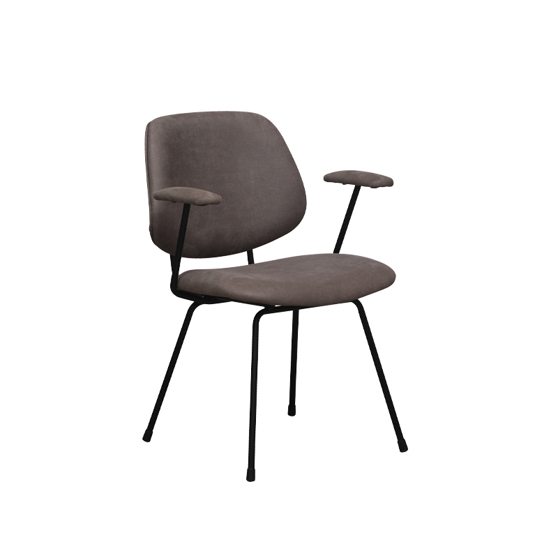 LABEL51 Eetkamerstoel Rivano - Taupe - Micro Suede - Zwart Metalen Frame - Afbeelding 2