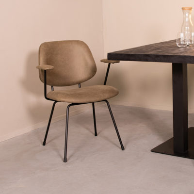 LABEL51 Eetkamerstoel Rivano - Moss - Micro Suede - Zwart Metalen Frame