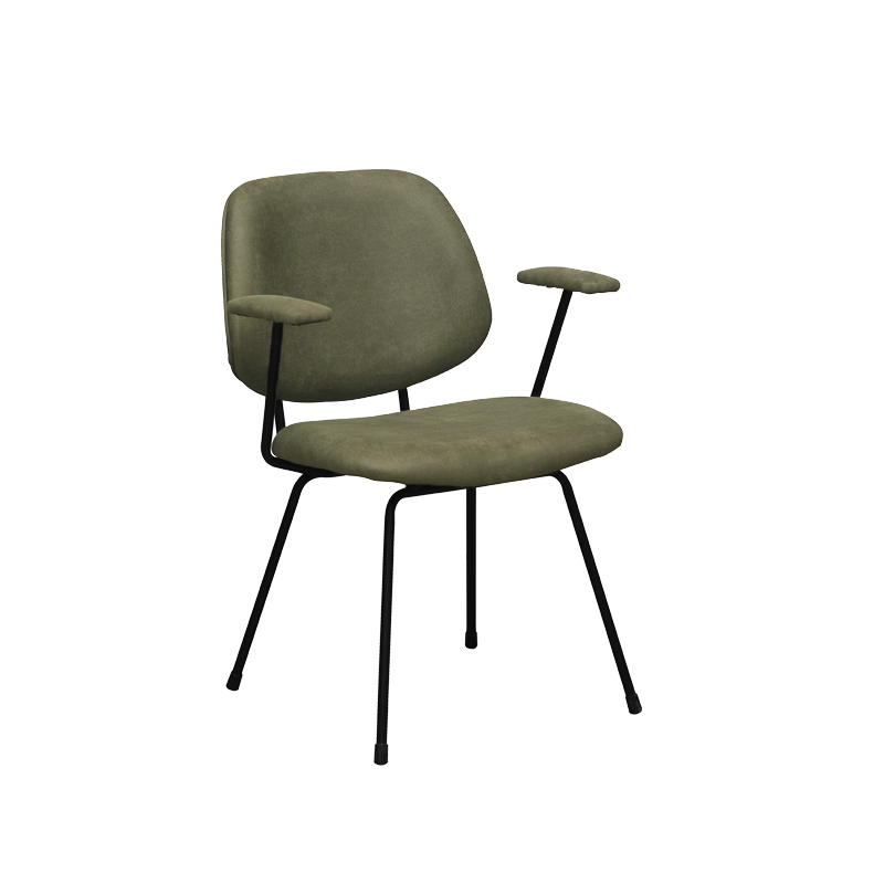 LABEL51 Eetkamerstoel Rivano - Moss - Micro Suede - Zwart Metalen Frame - Afbeelding 2