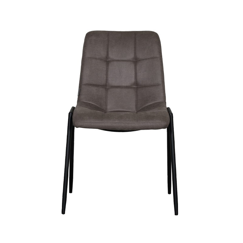 LABEL51 Eetkamerstoel Noor - Taupe - Micro Suede - Zwart Metalen Frame