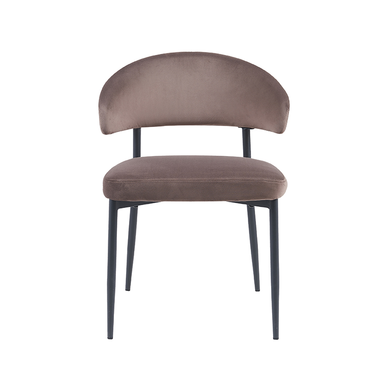 LABEL51 Eetkamerstoel Bliss - Taupe - Fluweel - Zwart Metalen Frame - Afbeelding 3
