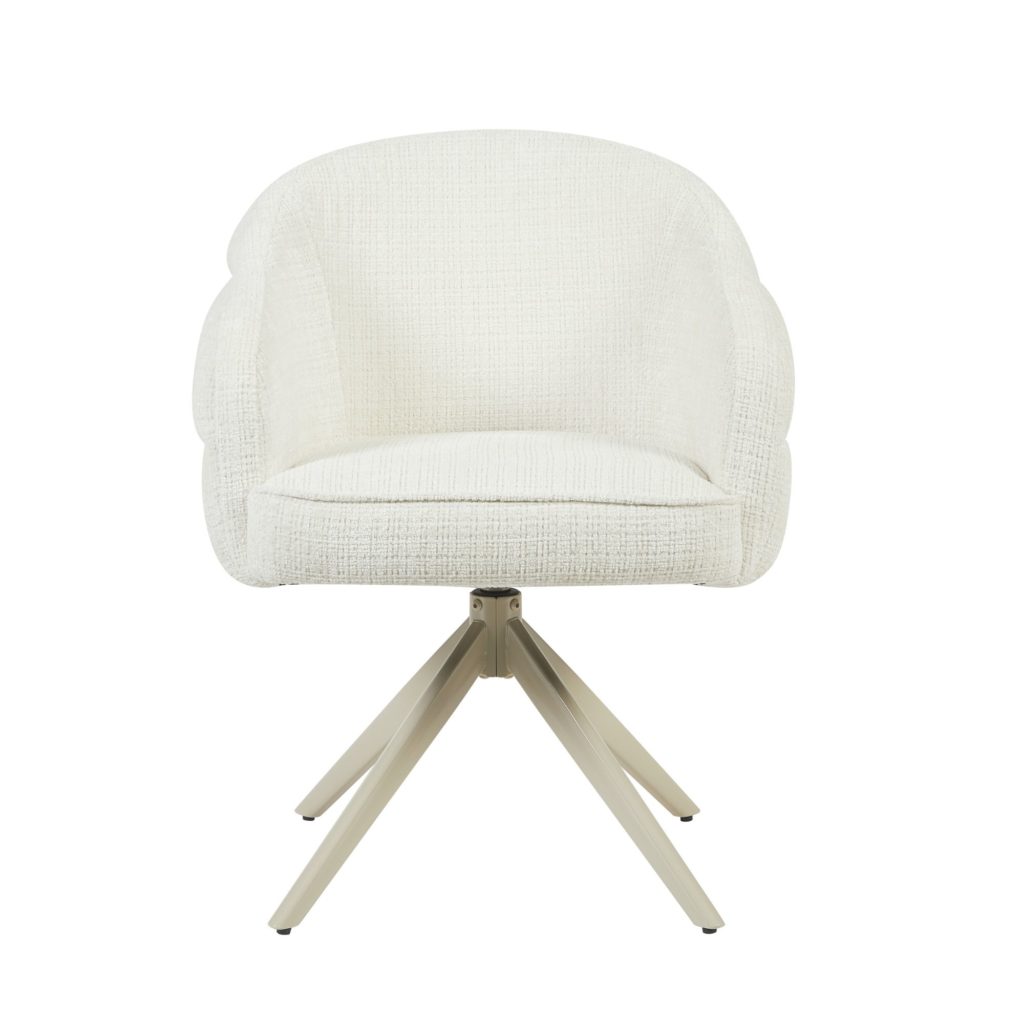 Eetkamerstoel Bella | Gebroken wit | Poot zandkleurig | Met armleuning - Afbeelding 5