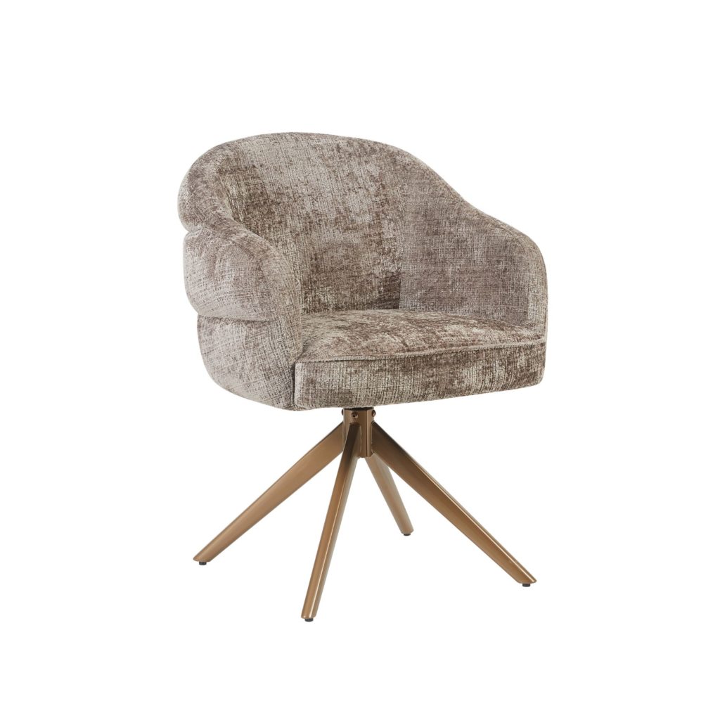 Eetkamerstoel Bella | Klei | Poot Brons | Met armleuning - Afbeelding 3