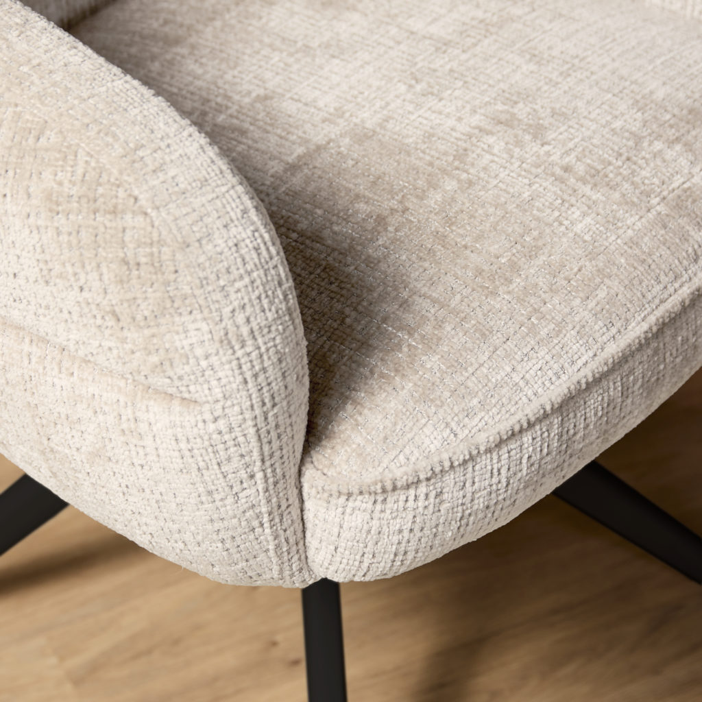Eetkamerstoel Bella | Offwhite | Zwarte poot | Met armleuning - Afbeelding 4