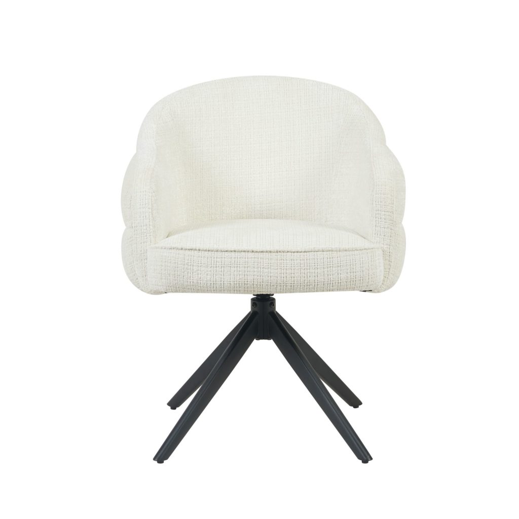 Eetkamerstoel Bella | Offwhite | Zwarte poot | Met armleuning - Afbeelding 5