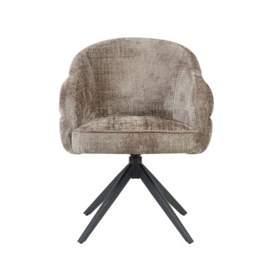 Eetkamerstoel Bella | Klei | Zwarte poot | Met armleuning